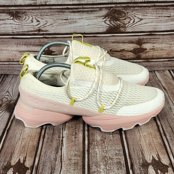 SOREL Women's 8.5 Kinetic Impact Lace Sneakers Shoe White/Eraser Pink NL4694-101 - Picture 1 of 10